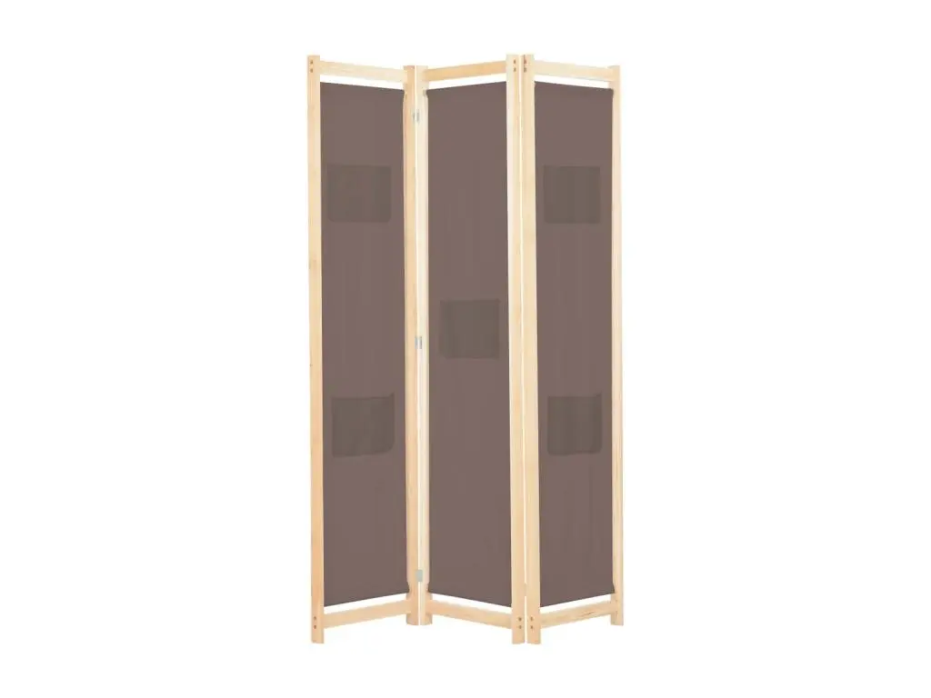 Cloison de séparation 3 panneaux Marron 120x170x4 cm Tissu