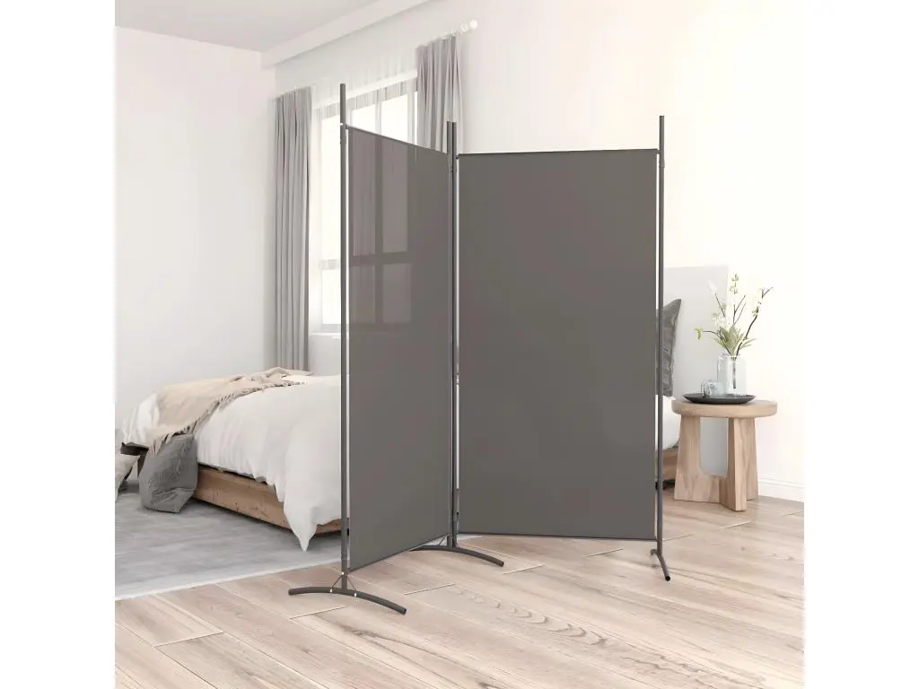 Cloison de séparation 2 panneaux Anthracite 175x180 cm Tissu