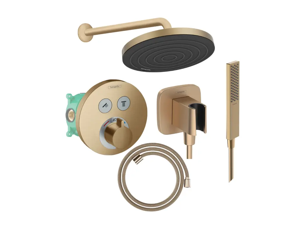 Colonne de douche encastrée thermostatique HANSGROHE ShowerSelect S Douche Pulsify Flexible Designflex Douchette Pulsify E bronze