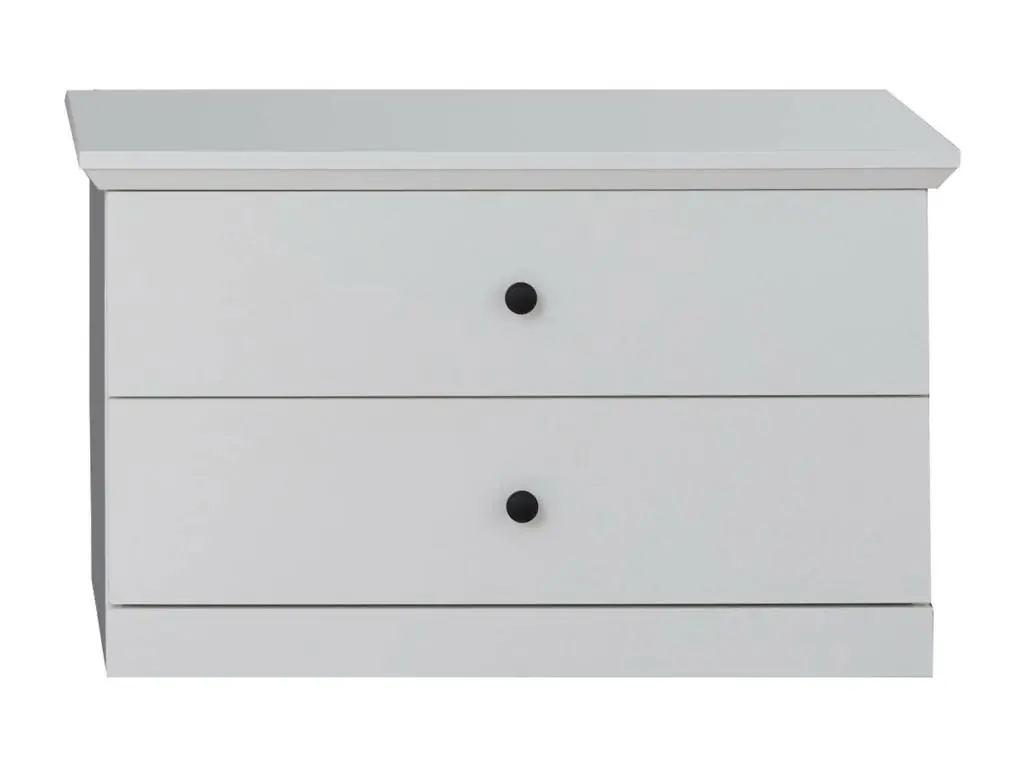 BRANDSTONE BAXTER - Meuble chambre. Commode 2 tiroirs mélaminé blanc. L - H - P : 81 | 49 | 41 cm.