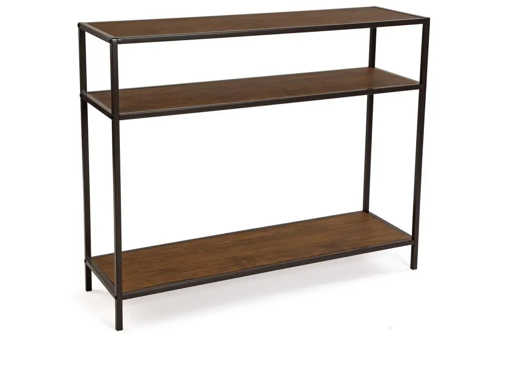 Berlin Meuble d'entrée Étroit pour l'Entrée ou Couloir, Table console, 80 x 30 x 100 cm,Bois et métal, Marron et noir