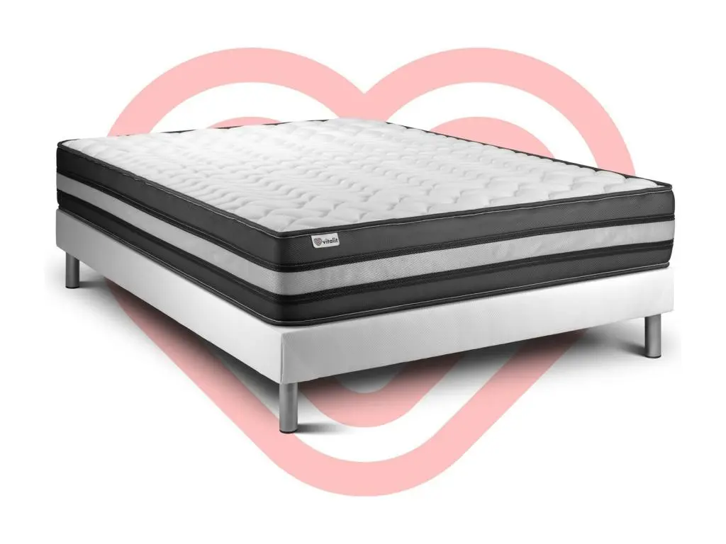 VITALIT Ensemble Sommier Matelas 140x190 VITALPOWER ZEN - 23cm - Ferme