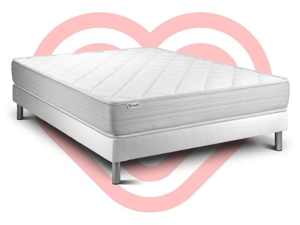 VITALIT Ensemble Sommier Matelas 140x190 VITALMEMO - 20cm - Ferme