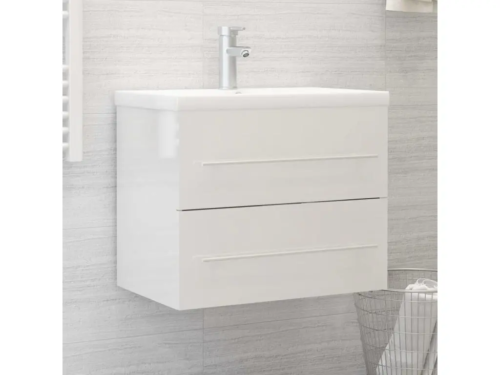 Armoire d'évier Blanc brillant 60x38,5x48