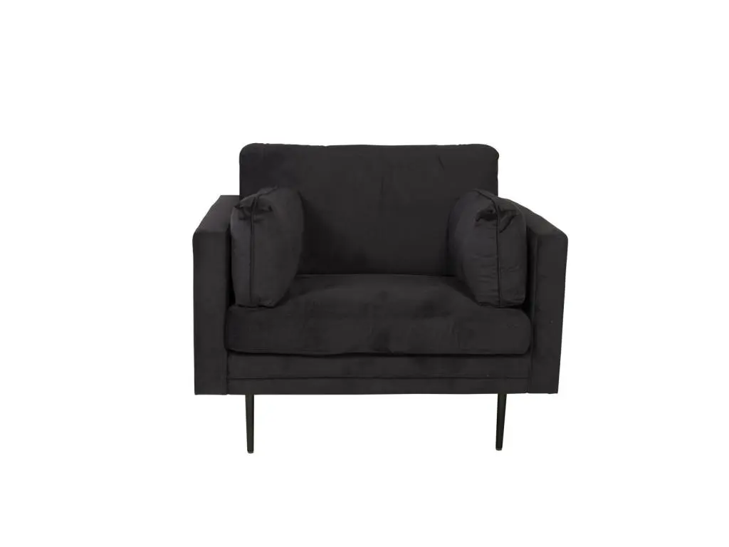 Boom II Fauteuil en velours, noir.