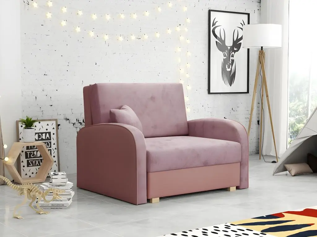 Fauteuil Columbus 160, Rose, 85x103x98cm, Tapisserie, Pieds: Bois