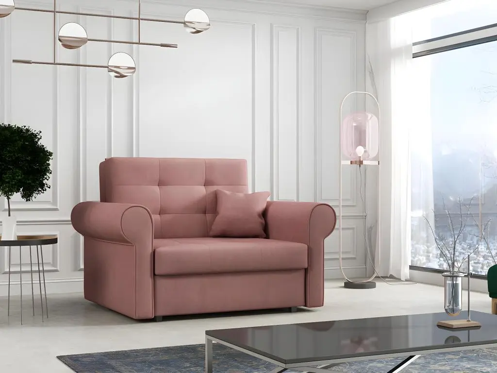 Fauteuil Columbus 127, Rose, 85x116x98cm, Tapisserie, Pieds: Métal