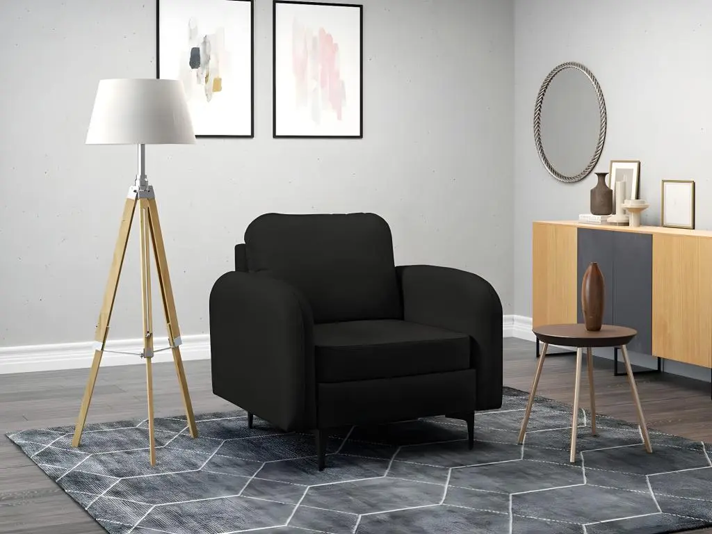 Fauteuil Clovis A100, Noir, 96x92x94cm, Tapisserie, Pieds: Métal