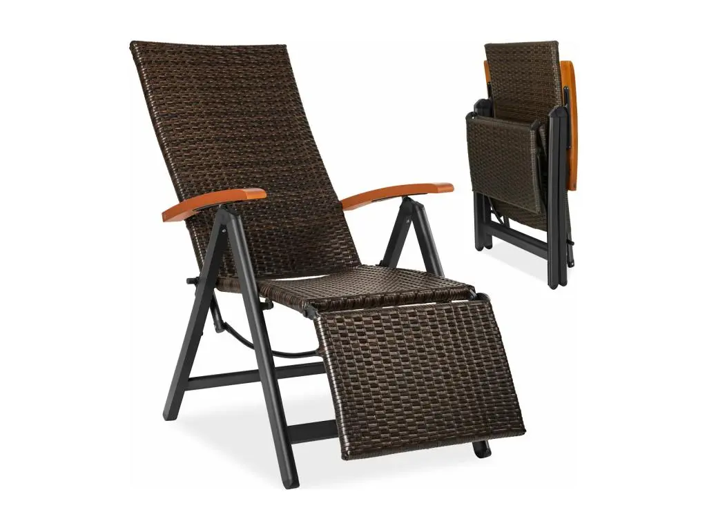 Chaise en rotin Brisbane pliable avec structure en aluminium et repose-pieds Avec structure en aluminium