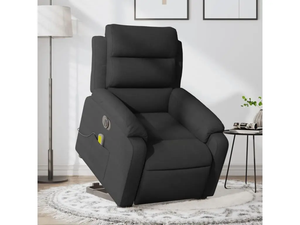 Fauteuil inclinable de massage électrique Noir Tissu