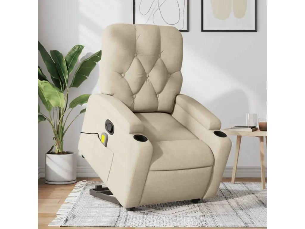 Fauteuil inclinable de massage Crème Tissu