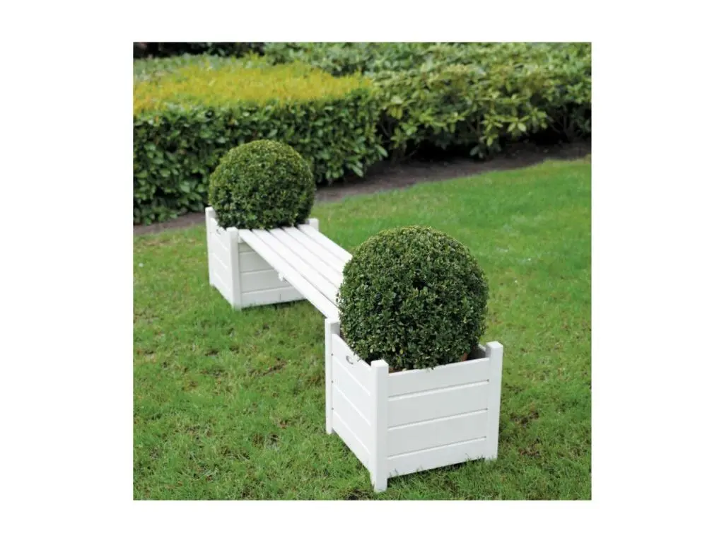 Bacs à fleurs avec banc intégré en pin