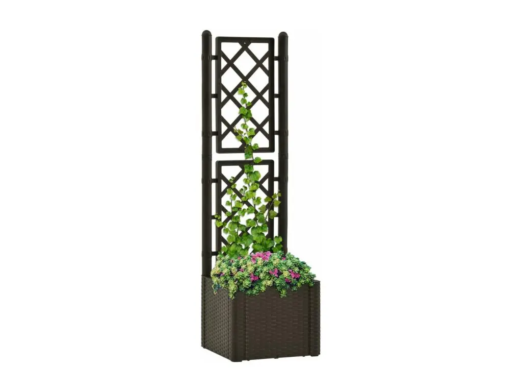 Clicnbuy Lit surélevé de jardin et treillis et système d'arrosage Moka