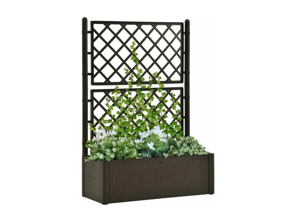 Clicnbuy Lit surélevé de jardin et treillis et système d'arrosage Moka