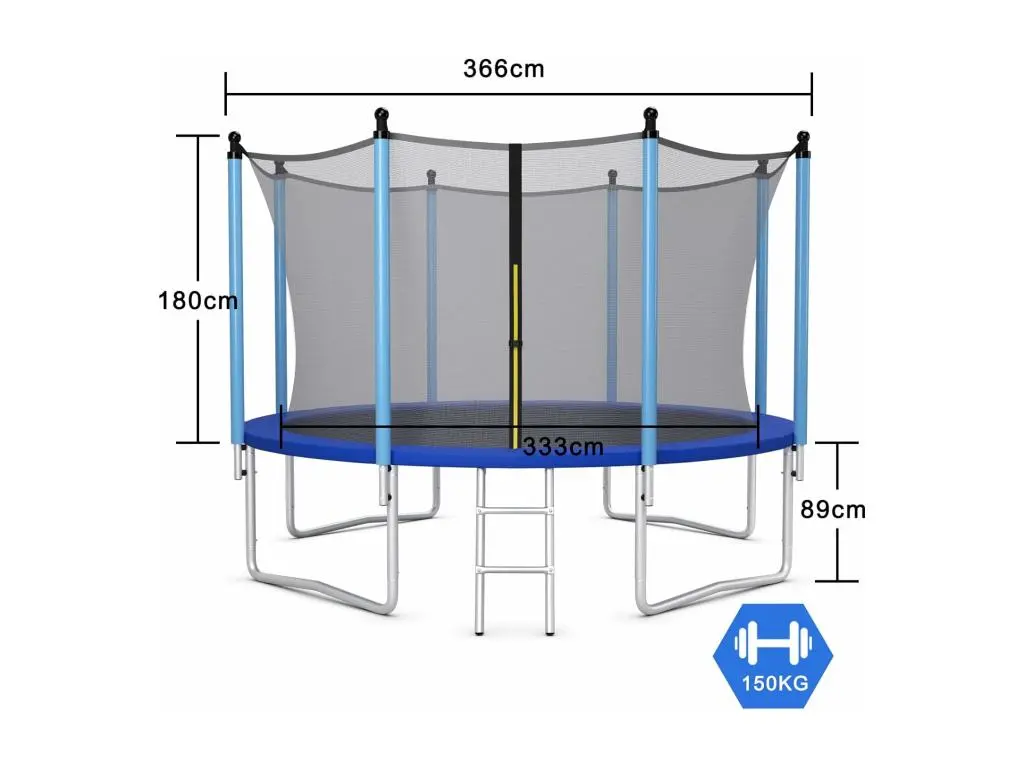 Trampoline extérieur ø305cm echelle,filet de sécurité,tapis de saut