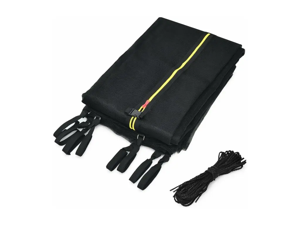 Filet de Sécurité pour Trampoline Ø457 cm Fermeture Eclair Double et Boucles de Protection, Filet de Remplacement pour Trampolines pour 6 Poteaux Intérieur/Extérieur Barre de support non incluse