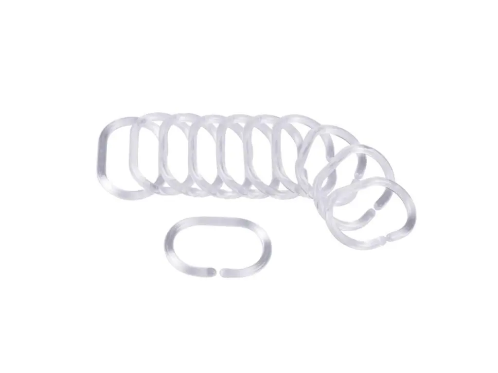 Lot de 12 Anneaux de Rideau de Douche Translucides "Vitamine II" 6cm Blanc