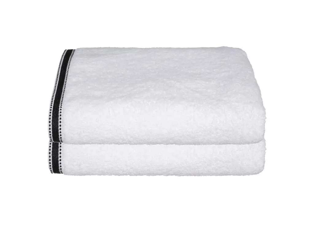 Atmosphera Lot de 2 Draps de bain en Coton Blanc tissu éponge 100 x 150 cm