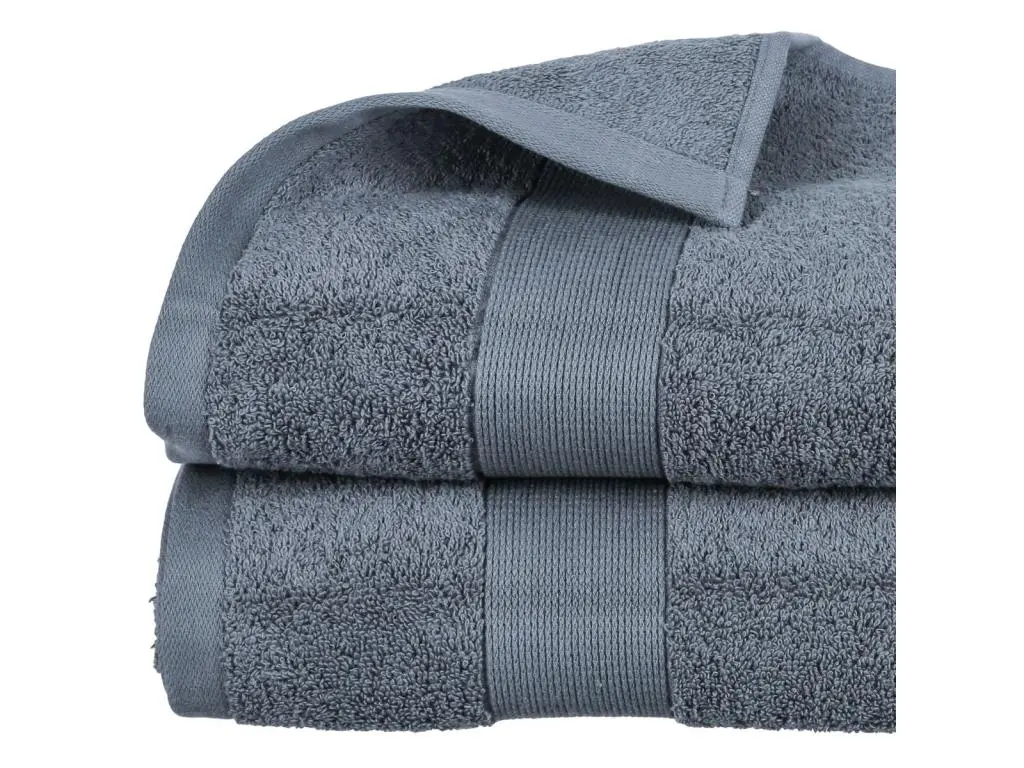Atmosphera Lot de 2 Draps de bain en Coton Gris foncé tissu éponge 100 x 150 cm