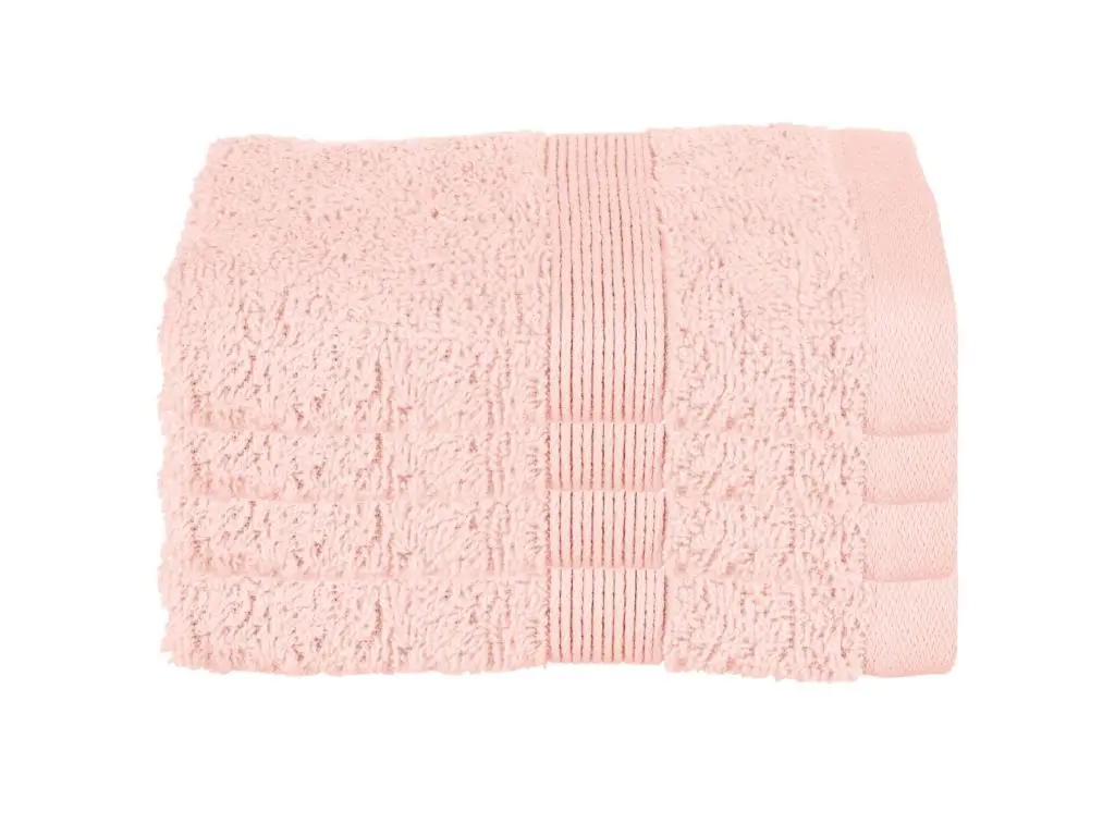 Atmosphera Lot de 4 Serviettes de toilette en Coton Rose tissu éponge 30 x 50 cm