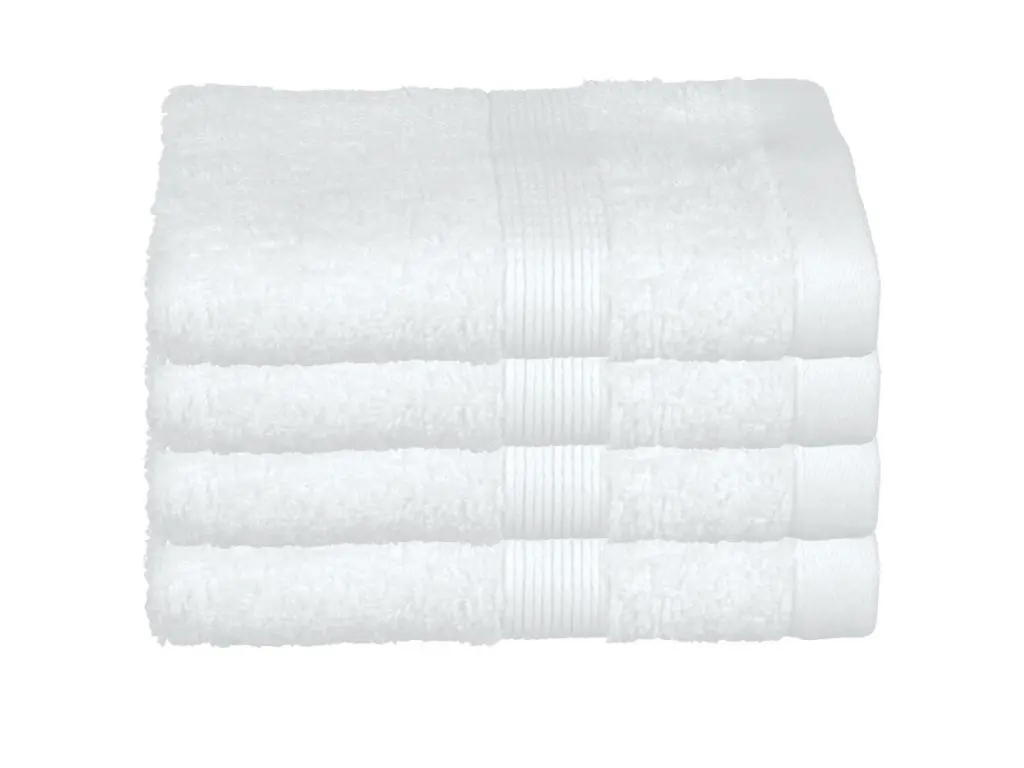 Atmosphera Lot de 4 Serviettes de toilette en Coton Blanc tissu éponge 30 x 50 cm