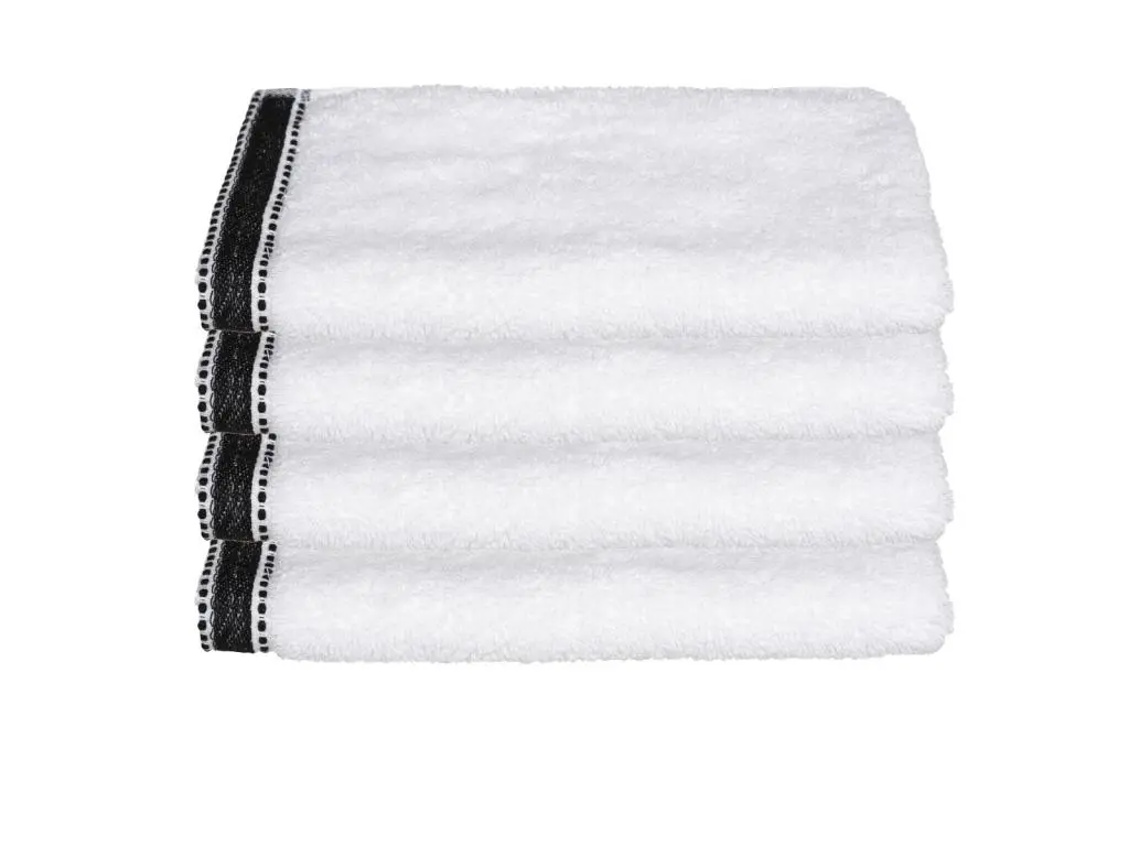 Atmosphera Lot de 4 Serviettes de toilette en Coton Blanc tissu éponge 30 x 50 cm