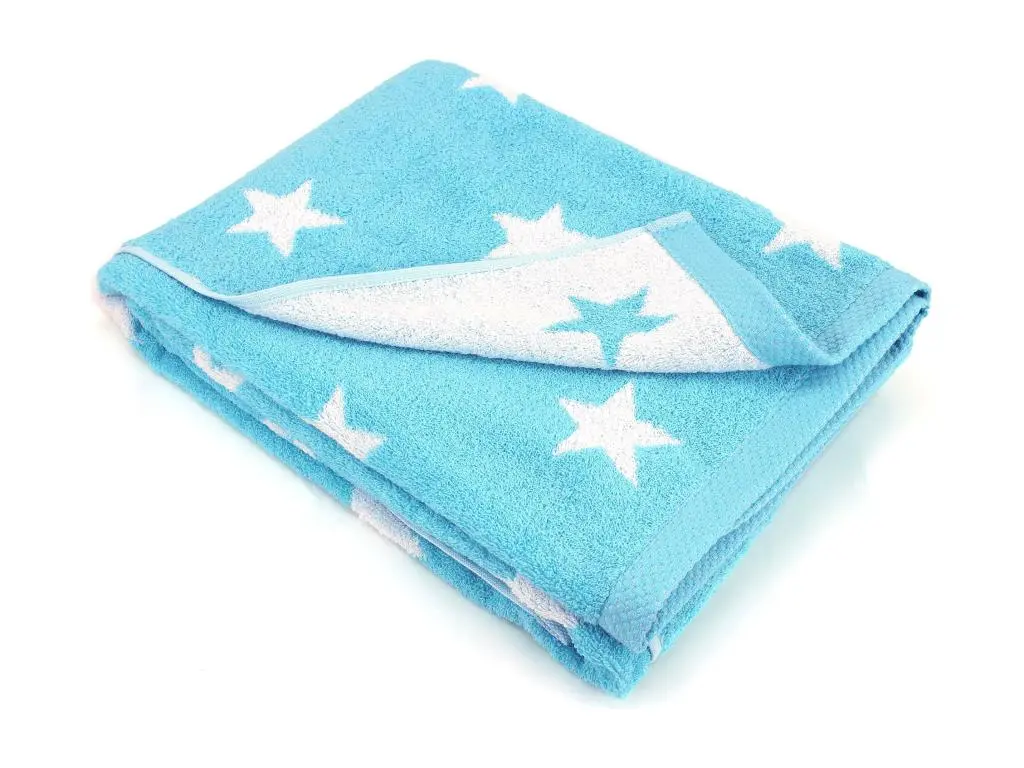 Drap de bain 100x150 cm coton 480 g/m2 STARS Bleu Turquoise