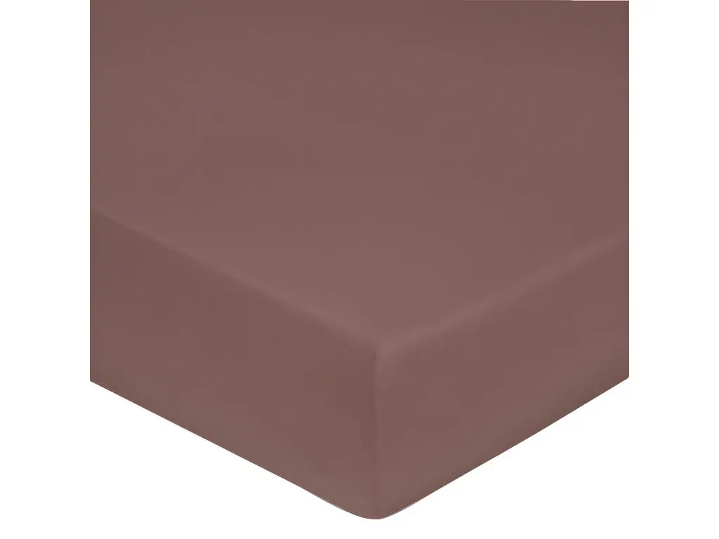 Drap Housse 100% "satin De Coton Peigné" / 80 Fils /cm² - Bois De Rose - 140 X 190 Cm