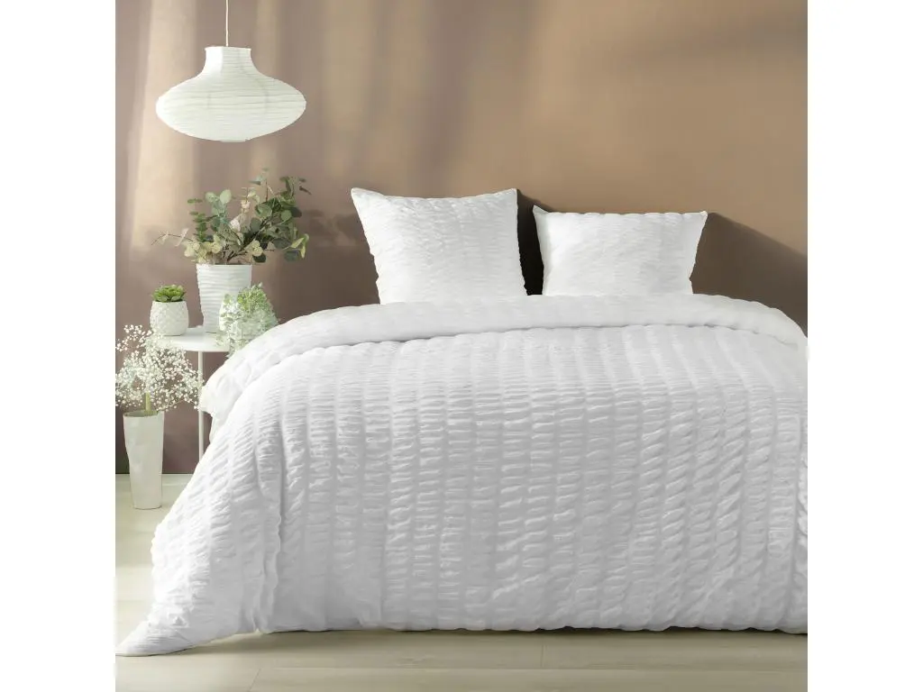 Housse couette + 2 taies 220 x 240 cm Plisse plissia