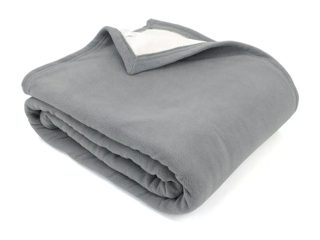 Couverture polaire luxe 240x260 cm 100% polyester 430 g/m2 NARVIK Gris Acier
