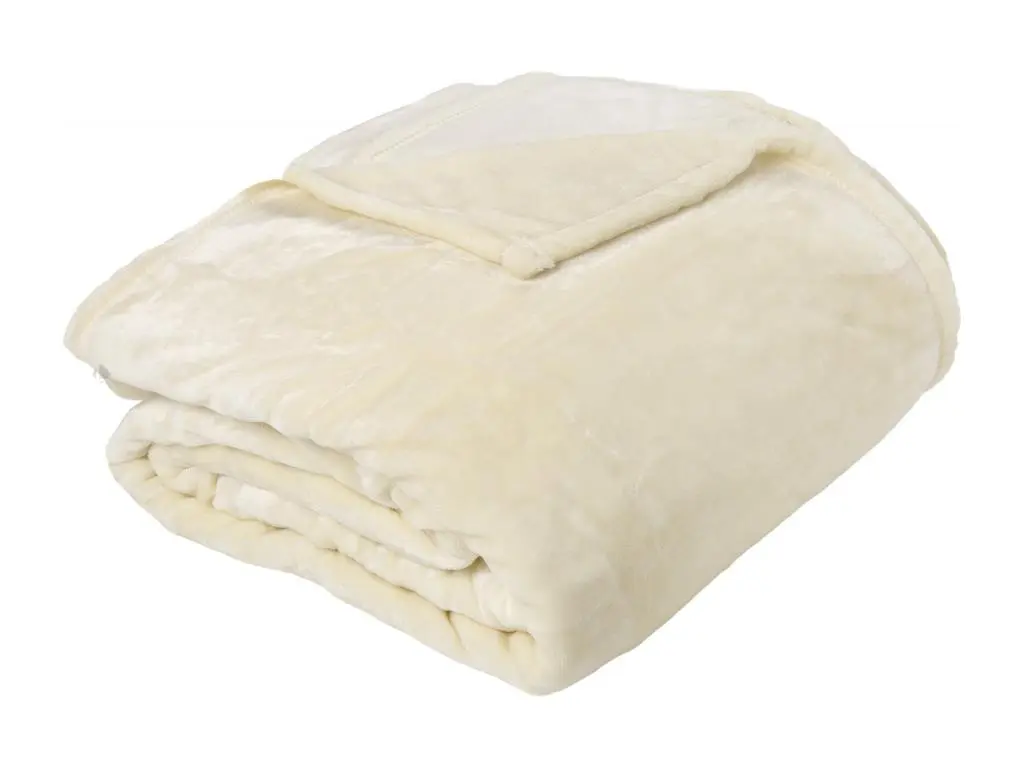 Couverture polaire microvelours 180x220 cm VELVET Marron Ivoire