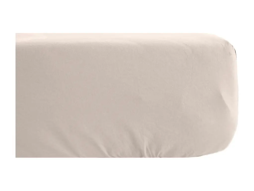 Drap housse 160x200 cm mousseline de coton OPERA beige naturel