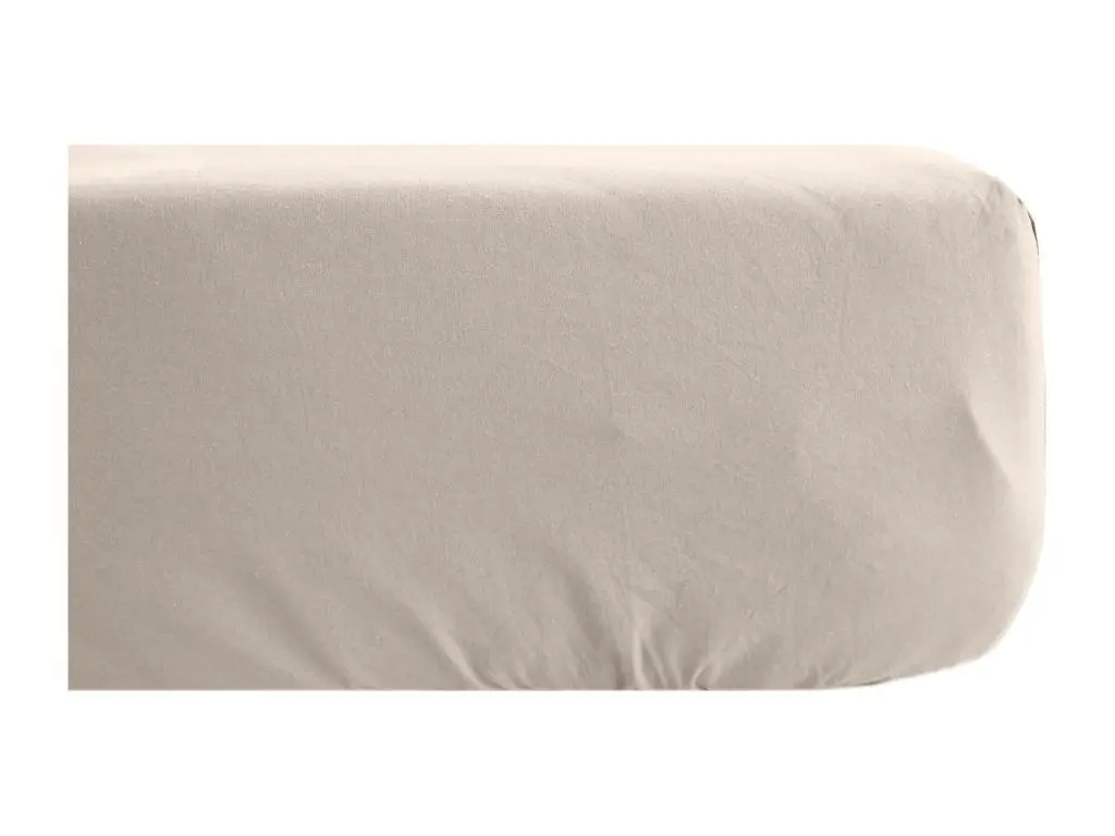 Drap housse 160x200 cm mousseline de coton OPERA beige ficelle