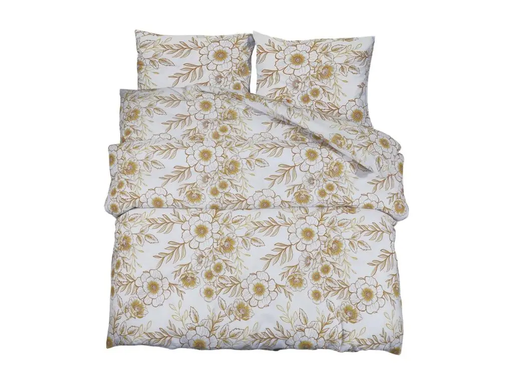 Les Tendances Ensemble de housse de couette blanc et marron 200x200 Coton