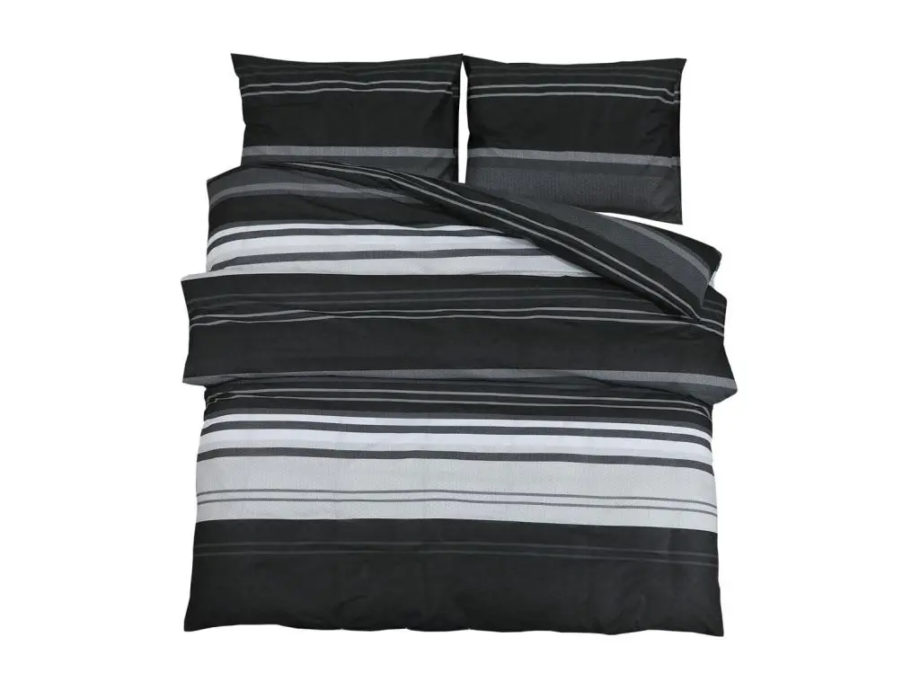 Ensemble de housse de couette noir et blanc 200x220 Coton