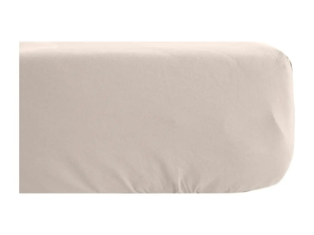 Drap housse 140x190 cm mousseline de coton OPERA beige naturel