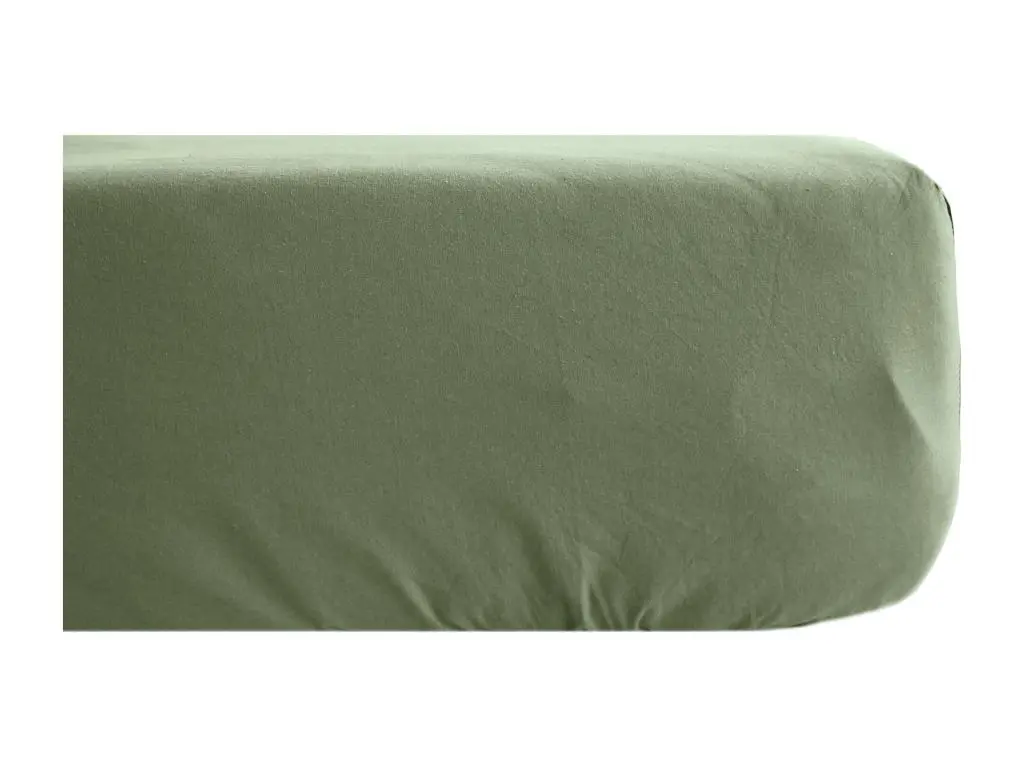 Drap housse 140x190 cm mousseline de coton OPERA vert mousse