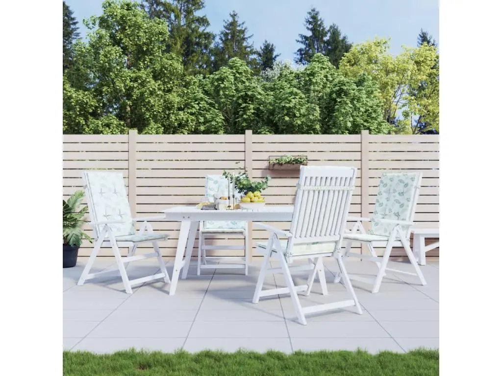 Coussins de chaise à dossier haut 4 pcs modèle de feuille tissu