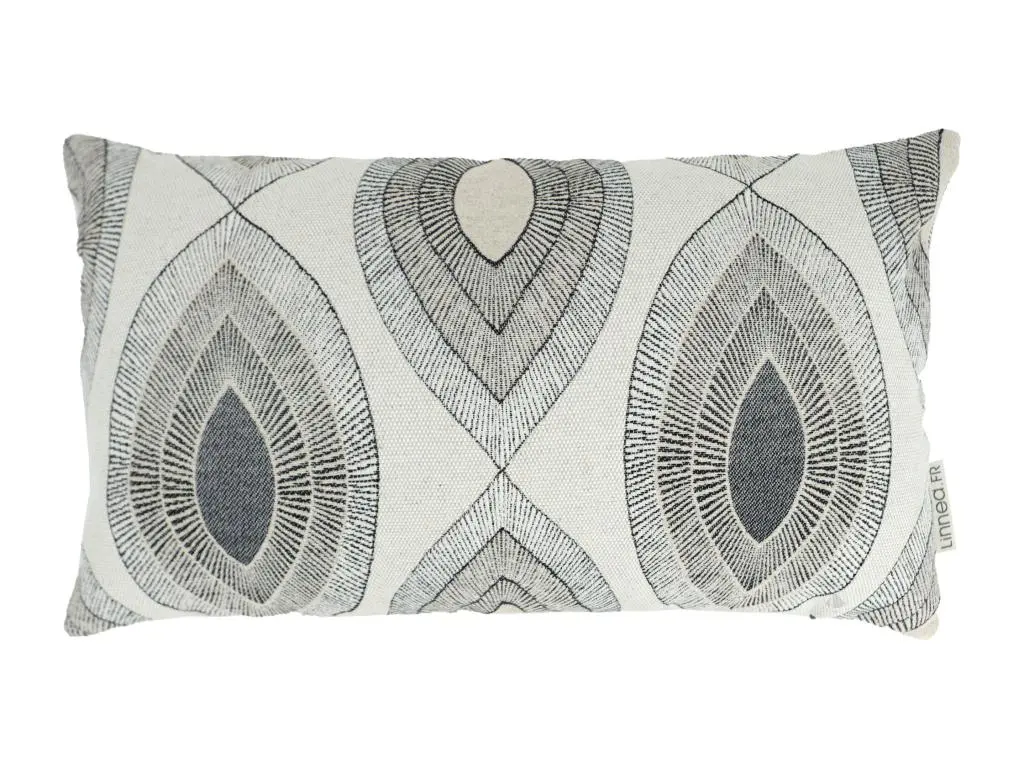 Housse de coussin 30x50 cm MAMA Lin/Noir