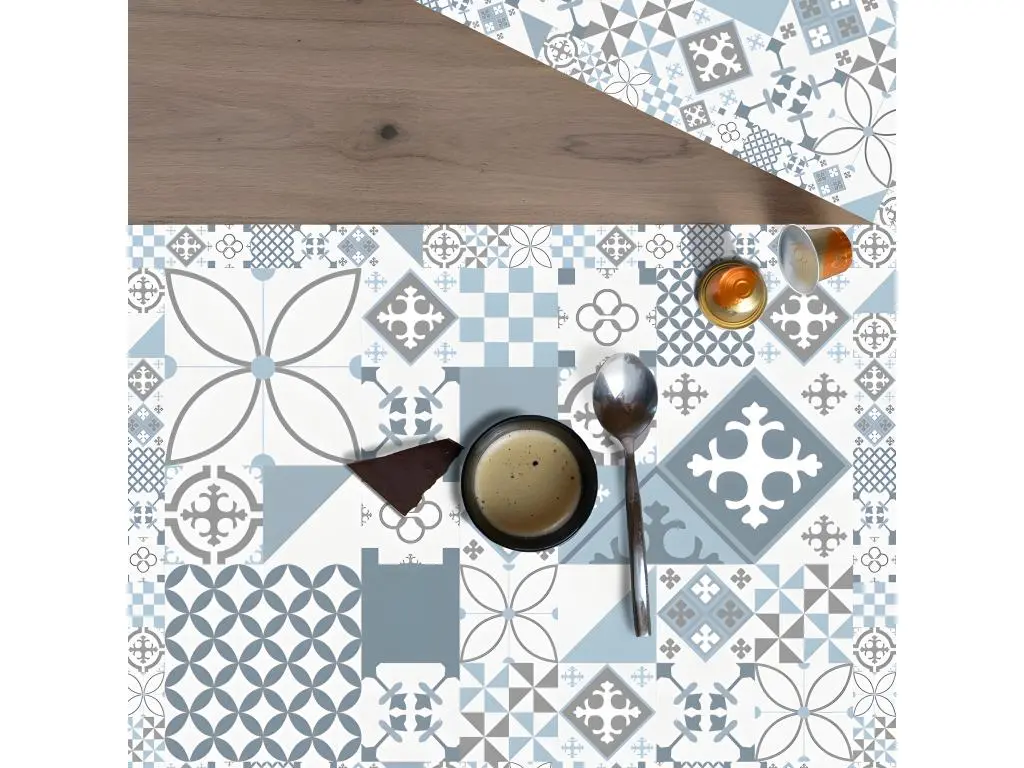 Lot de 4 sets de table L 40xl 30cm - Ciment style Gris Bleu - Vinyle