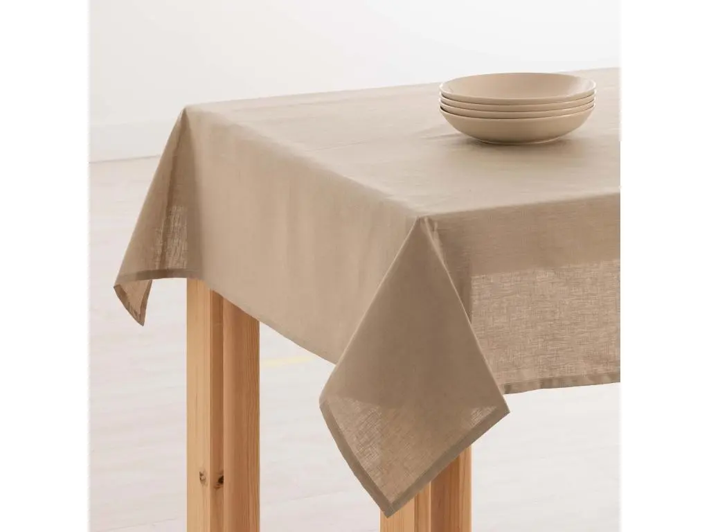 Nappe hydrofuge anti-taches en lin 100 % Taupe - 250x150 cm