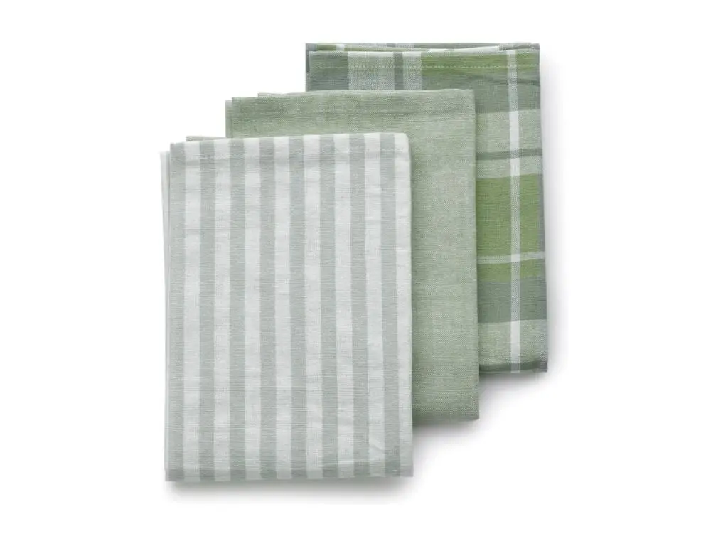 Lot de 3 torchons de cuisine Pasado vert olive