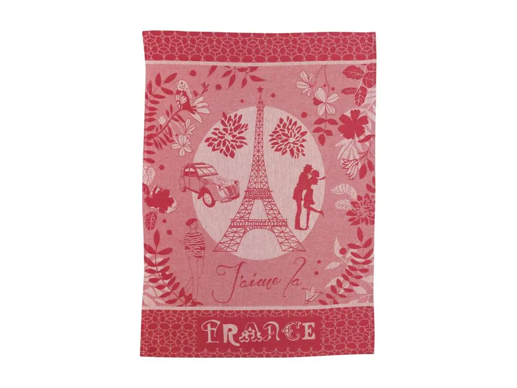 Torchon jacquard Tour Eiffel rouge 50 x 70 cm Winkler