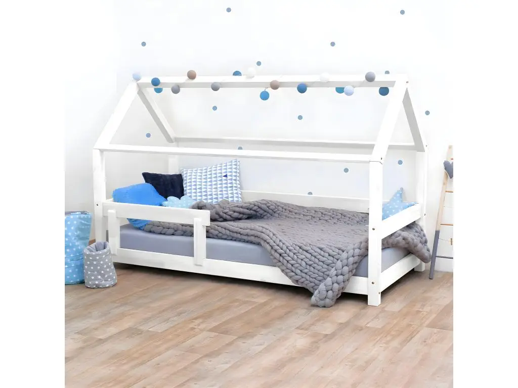 Lit cabane 90x190 Tery avec barrière - Blanc