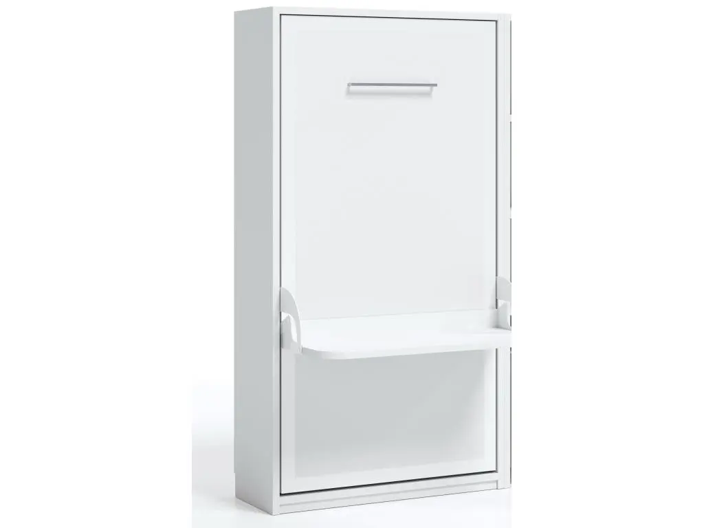 Lit escamotable verticale 140x190 avec bureau Studante-Façade Rouge