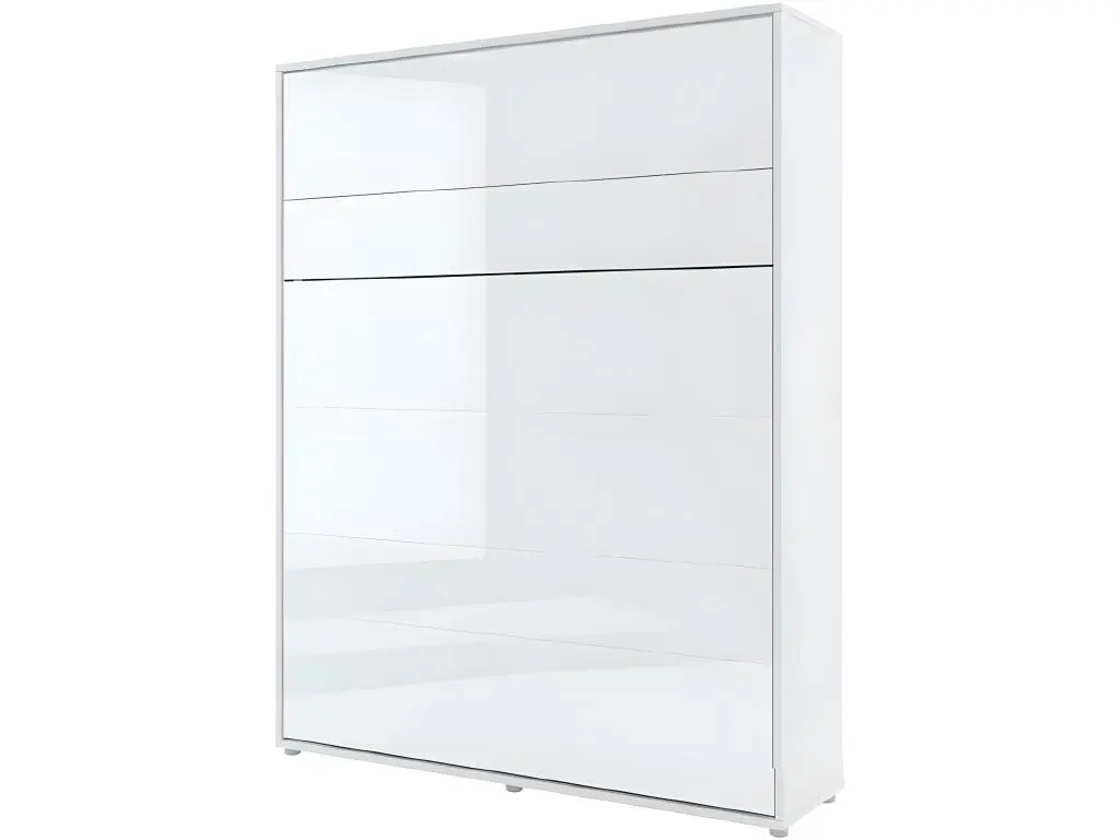 Lenart Armoire Lit escamotable +2 Placards Vertical 180x200 cm blanc brillant tiroir Lit Rabattable Lit Mural"Consus"
