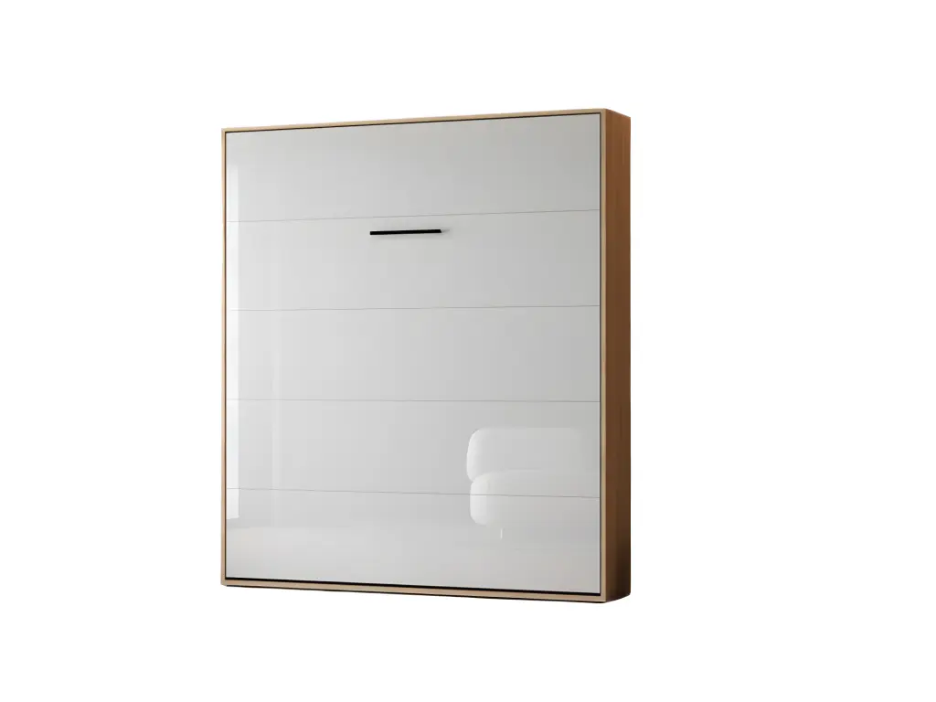 Lit escamotable 180x200cm Vertical Lit Mural SUP M1 cadre rembourré Chêne Kaisersberg/Blanc brillant