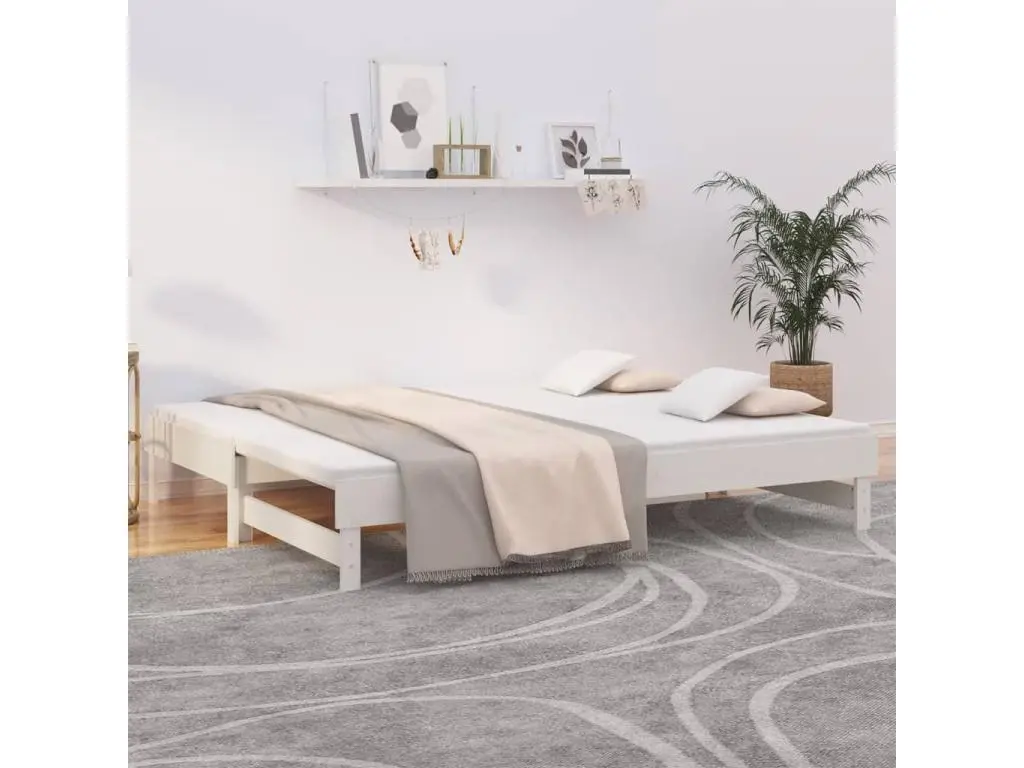 Lit coulissant Blanc 2x(80x200) cm Bois de pin massif