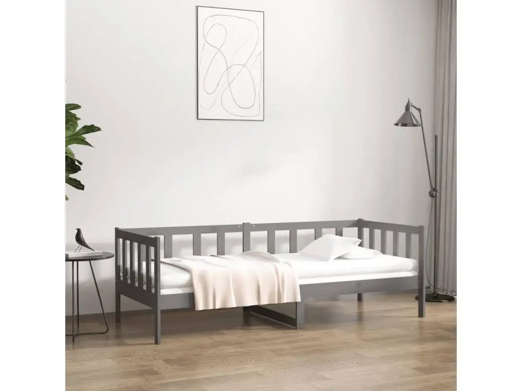 Lit de jour Gris 80x200 cm Bois de pin massif