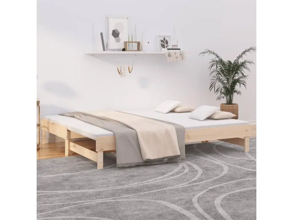 Lit coulissant 2x(100x200) cm Bois de pin massif